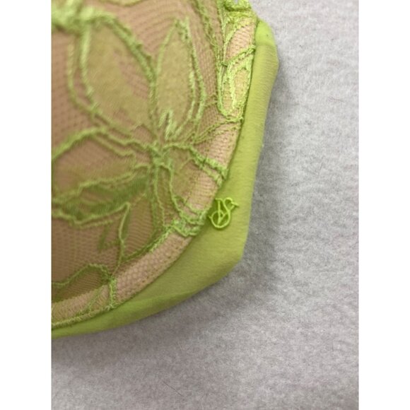 Women’s Victorias Secret Neon Green Lace Overlay Balconette Bra Size 36D #6266 - Picture 10 of 12